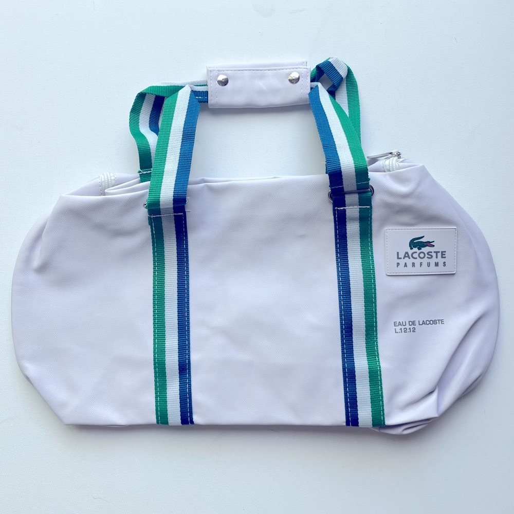 Lacoste White Duffle Travel Bag Y2K
